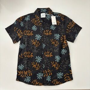 Katin Men’s Woven Rockaway Linen Blend Button Down Shirt Size Medium New Black